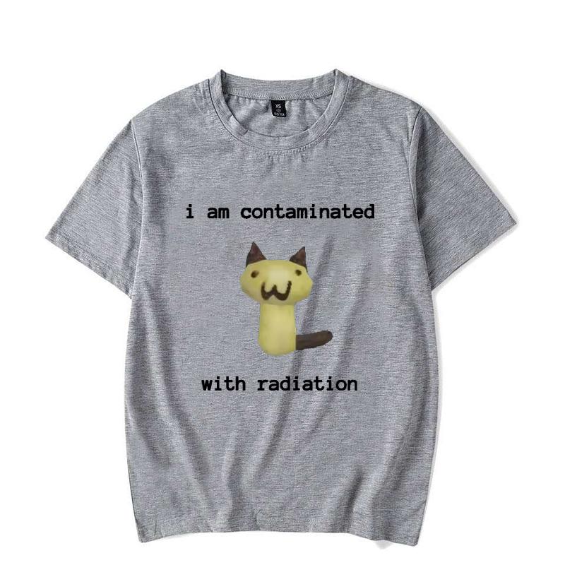 I Am Contaminated with Radiation Funny Cat Meme T-shirt Short Sleeve Men Women Vintage T Shirt Male O-Neck T Shirts