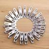 20pcs Stainless Steel Flat Mouth Clothespins, Binder Clips, Drying Hanger, Metal Clip Set, Metal Clothes Clips For Clothes Sock