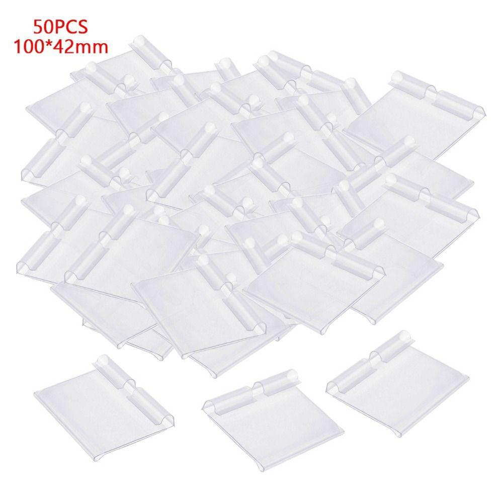 50PCS Plastic Label Holder Transparent Label Display Sidebar New Price Tag Holder  Mall