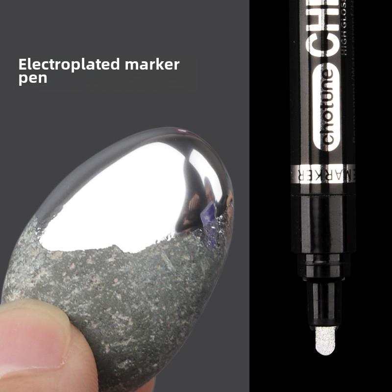 Chrome Mirror Marker: Electroplated Silver Reflective DIY Pen for Gundam Models, Glass, and Metal Painting.