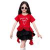 Girls Summer Short Sleeve Ruffle Dress Set with Bow Tie Trendy and Versatile