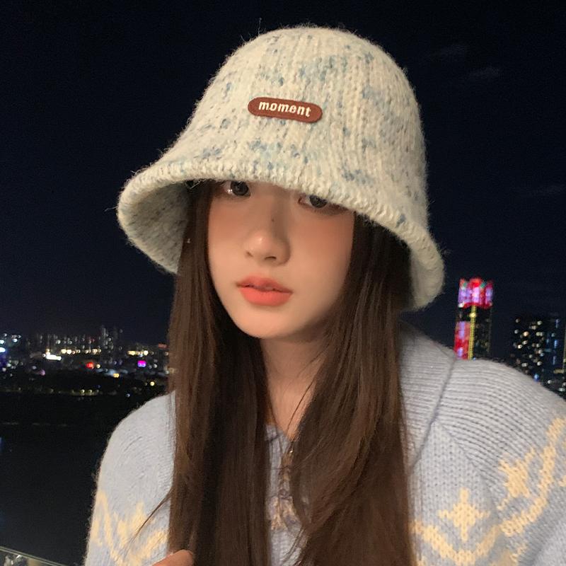 New Bucket Hat Women's Autumn and Winter Fashion Warm Knitted Basin Hat