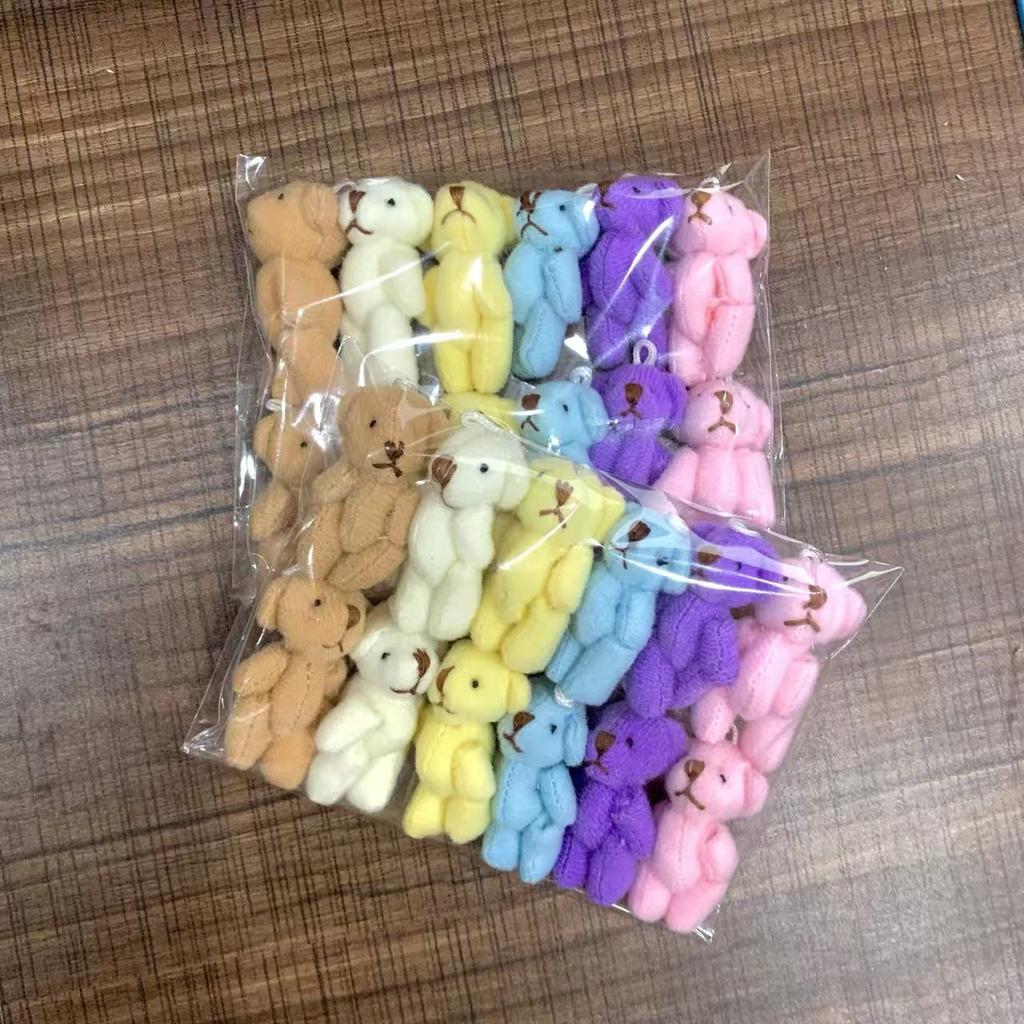 12pcs/lot Colorful Jointed Bear Dolls Mini Teddy Bear Plush Toys Cute Animal Stuffed Plush Doll Girl DIY Keychain Christmas Gift