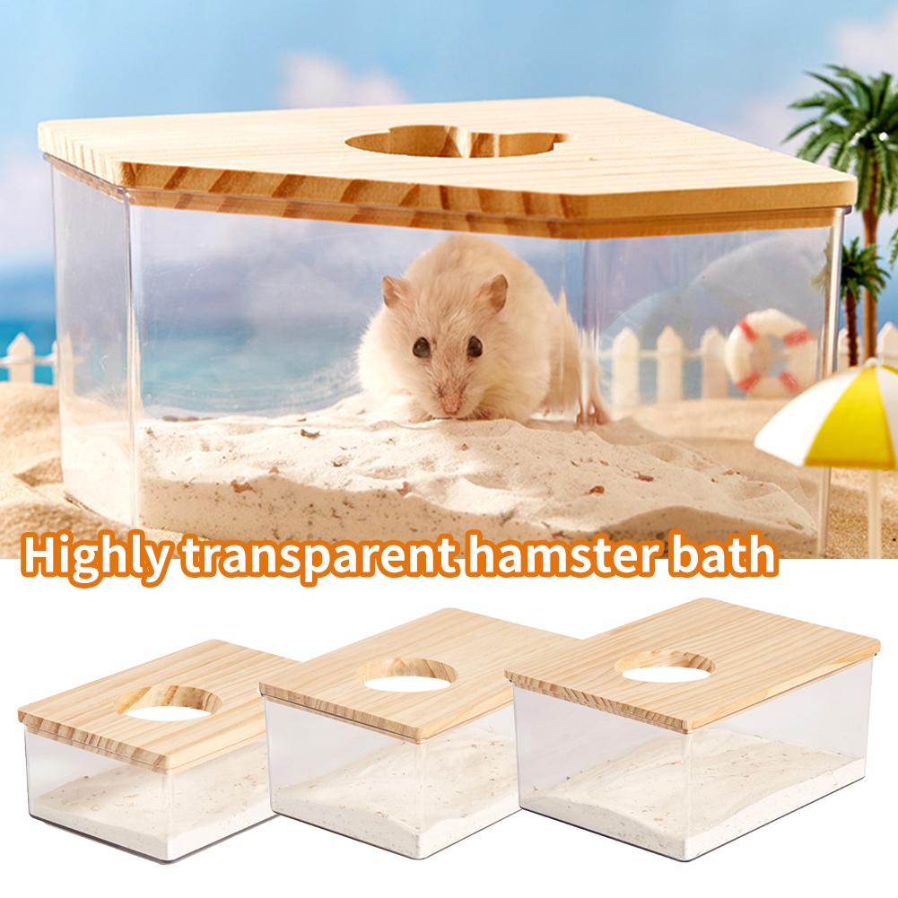 Hamster Golden Bear Sand Bath Box Acrylic Fully Transparent Chinchilla Dual-Purpose Large Sand Basin Sand Toilet Pet Bath U U6W5