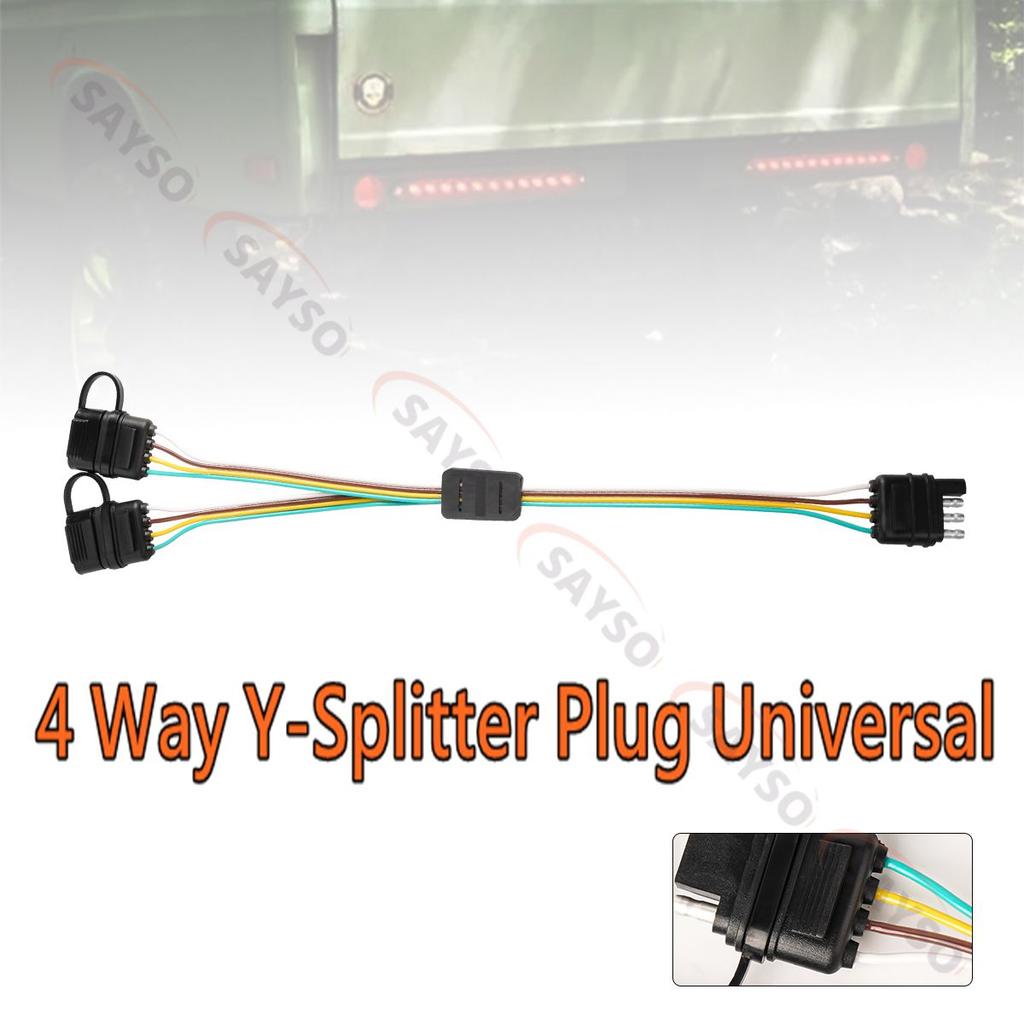 4 Way Y-Splitter Plug Universal for Tailgate Light Bar and Trailer Lights Plug & Play Adapter Extension Harness Wiring Plug 4 Pi