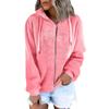 Women's Fashionable Warm Fleece Solid Color Hoodie Zipper Pocket Casual Jacket