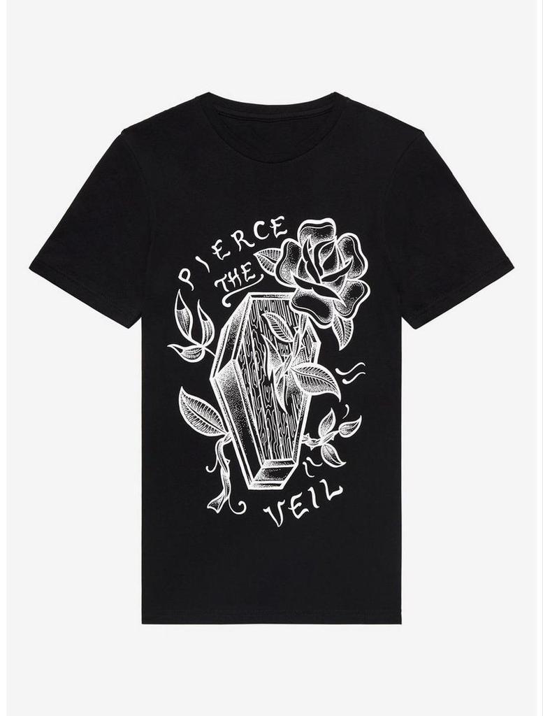 Pierce The Veil Розы в гробу Свободная посадка Женская футболка Мужские Женские Футболки Топ Топы Футболка
