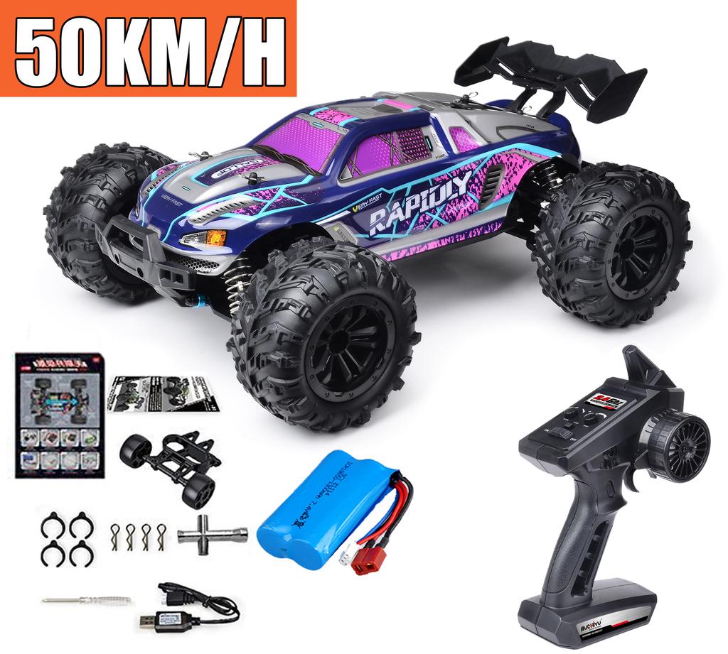 Радиоуправляемая машина Внедорожник 4x4 Высокоскоростная 75 км/ч Машина на пульте управления со светодиодной фарой Бесколлекторный 4WD 1/16 Монстр-трак Игрушки для мальчиков Подарок