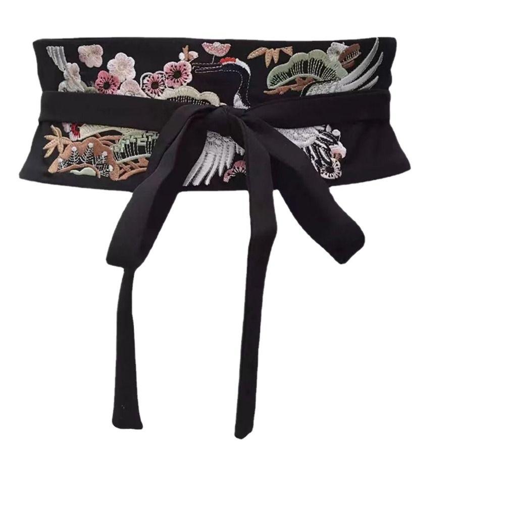 Вышитые кушаки ханьфу с цветами Женский пояс Простой широкий пояс Девушка