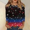 Women's Fashion  And Winter Casual Round Neck Brushed Ribbed Christmas Print Three-quarter Sleeve T-shirt Women's Clothing