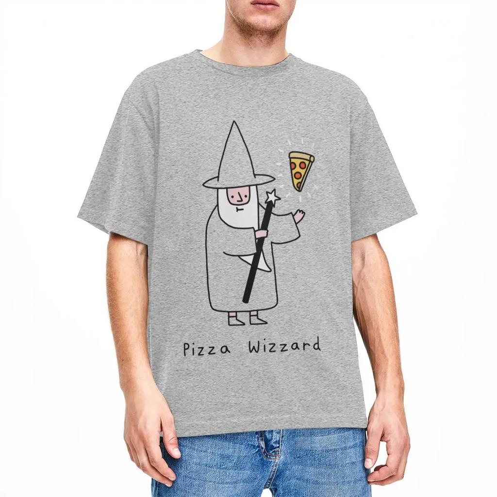 Мужская женская футболка Fantasy Pizza Wizzard Merch Funny Pizzas Lover из чистого хлопка, футболки с графическим принтом, лето