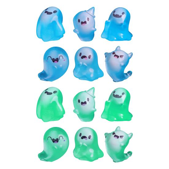 Мини-фигурки привидений на Хэллоуин с коробкой, миниатюрная светящаяся в темноте фигурка привидения, светящаяся маленькая игрушка-привидение для украшения дома и вечеринки