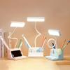 LED Desk Lamp with Pen Storage Eye Protection Stepless Dimming Desk Lamp Learning Children's Smart LED Bedside Lamp