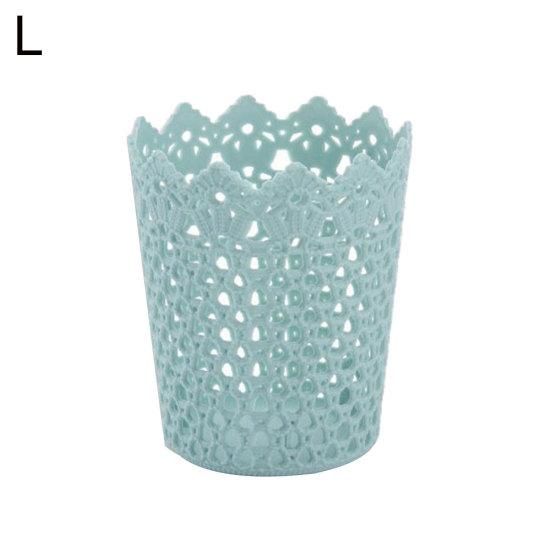Plastic Hollow Flower Cylinder Pen Pencil Brush Holder Storage Desktop Organizer