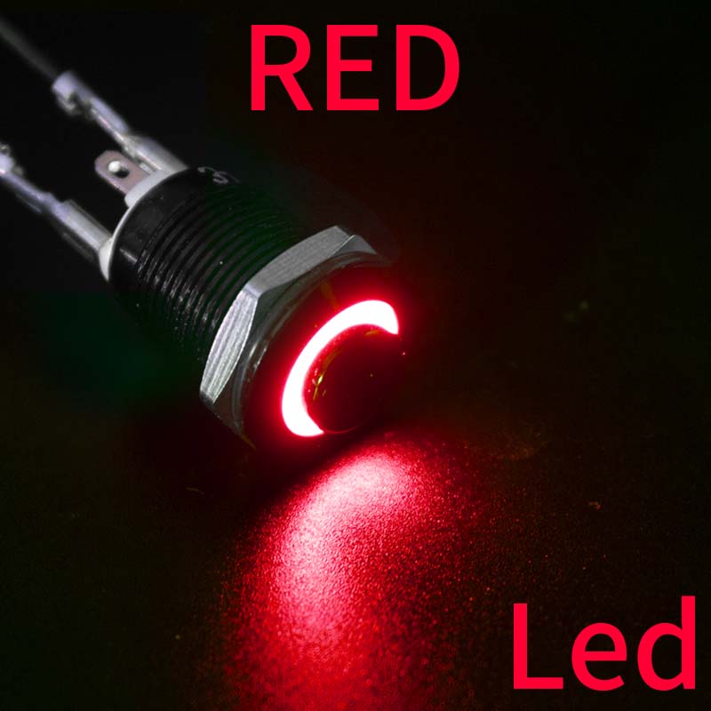 8 10 12 16 mm high head small Waterproof Metal Push Button Switch LED Light Self-locking/Self-reset 3/6/12/24/110/220V