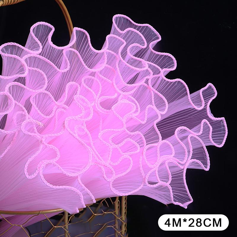 Волнистая пряжа Цветочное упаковочное покрытие Плиссированная пряжа Упаковка для букетов флориста Кружевная сетка DIY Цветы Подарочная обертка Материалы 28смx4.5М