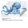 Large Blue Octopus Wall Sticker Ocean Animal Wall Decal Peel And Stick Art Mural for Bathroom Kitchen Living Room Summer Wall