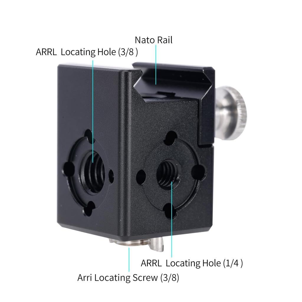 Niceyrig and Threaded Hole Extension Bracket with Arri Locating Screw NATO Rail Clamp 1/4''-20 3/8''-16 -606