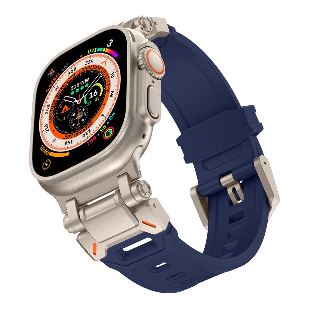 Strap For Apple Watch Ultra 2 Band 49mm 45mm 44mm 42mm 44 mm Rugged metal+Silicone Bracelet correa iWatch Series 9 6 5 4 7 8 SE