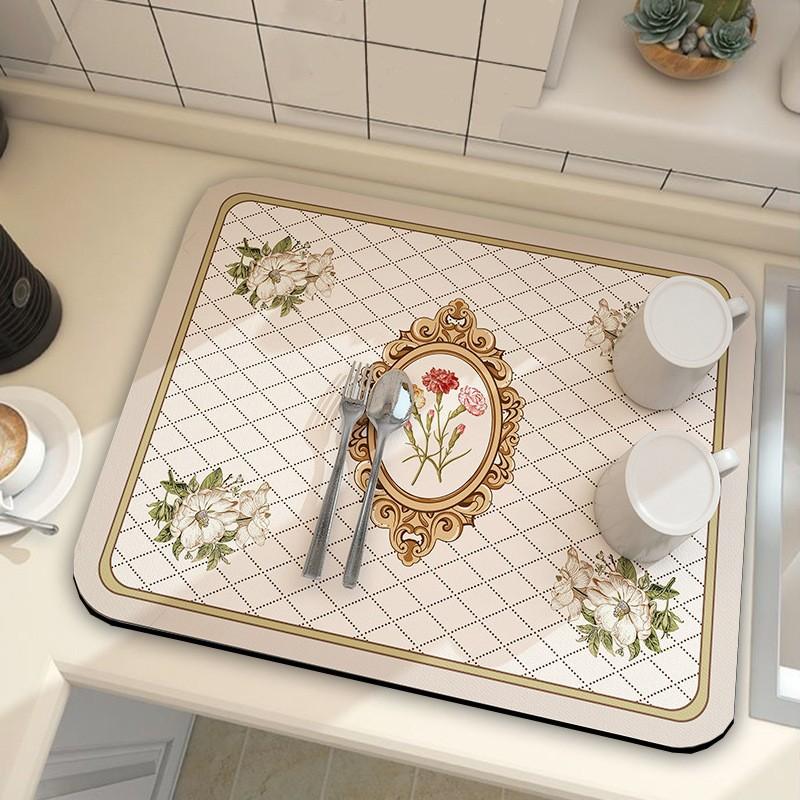 Грязепоглощающий быстросохнущий термостойкий нескользящий коврик для посуды Коврик для сушки посуды Коврик для столовых приборов Кофейный коврик