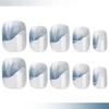 Набор из 24 глянцевых квадратных накладных ногтей с французским маникюром, стильным дизайном с градиентами и пейзажной живописью, короткой длины, из искусственных материалов