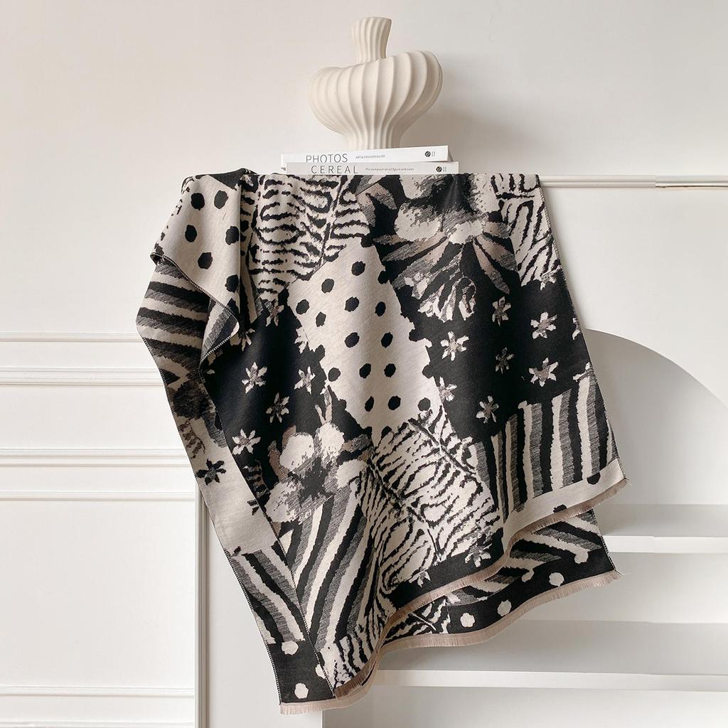 Женский утолщенный зимний шарф с леопардовым принтом и узором в горошек, двухсторонний, из искусственного кашемира, жаккардовый, шерстяной палантин-шаль для роскоши