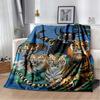 Cute Pug Dog Print Flannel Blanket, Black Background with Stars Throw Blanket
