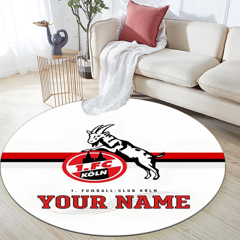 Custom Name, FC Koln pattern round rug,Carpet Rug for Living Room Bedroom Playroom ,Non-slip Floor Mat,Holiday Gifts and Birthday Gifts.