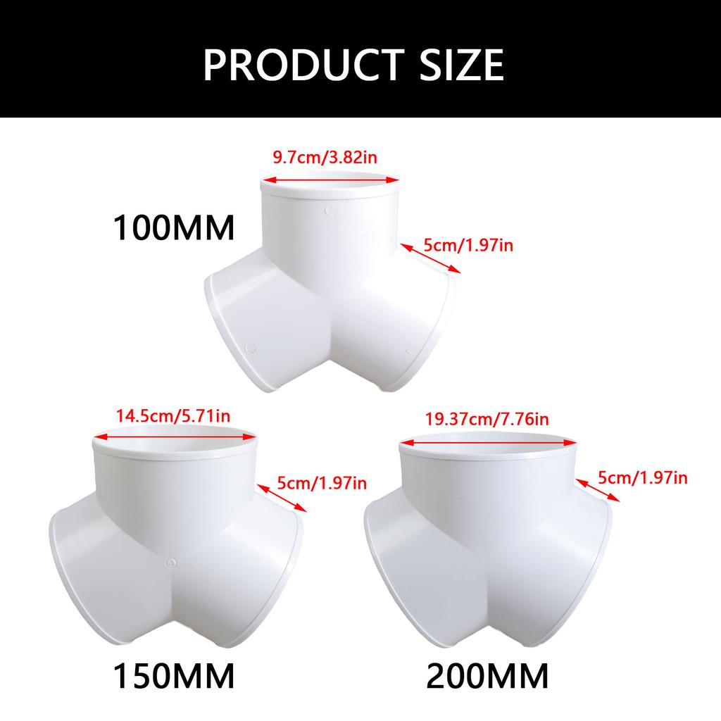 Y-образный воздуховодный соединитель Быстроразъемное соединение для вентиляционной трубы Муфта 3-ходовой разветвитель ПВХ Выхлопная труба Переносные фитинги