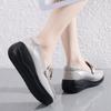 Women's Platform Loafers Moccasins Casual Slip On Minimalist Thick Sole Height Increase Black Shake Shoes for Mother