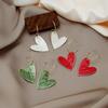 Silver Needle Trendy Big Heart Stud Earrings - Colorful Candy Style Jewelry