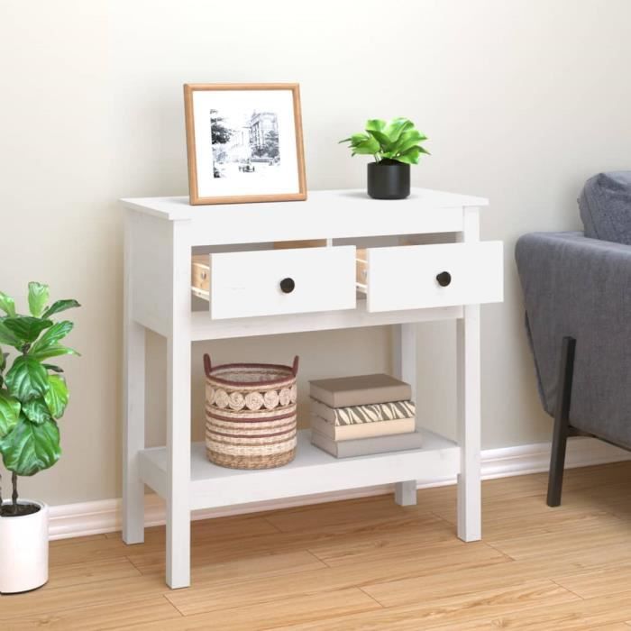 VidaXL Console Table White 75x35x75 Cm Solid Pine Wood 814620