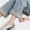 2025 Plush Thickened Girls' Wide-Leg Jeans for Autumn/Winter - Junior High School
