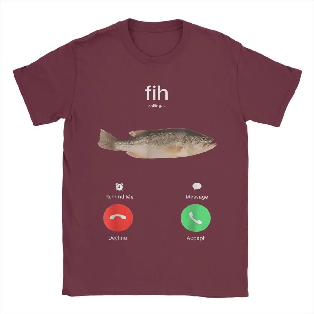 Men's T-Shirts Fih Calling Remind Me Message Decline Accept Phone Call Fish Awesome Tees Short Sleeve T Shirts Clothing