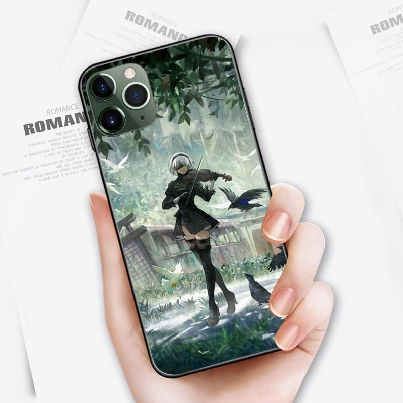 Чехол для телефона с милой девушкой Nier Automata для IPhone 14 13 12 11 XS X 8 7 6 Plus Mini Pro Max SE 2022, мягкий черный чехол для телефона