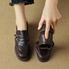 Мода НОВЫЕ Весенне-Осенние Женские Лоферы Обувь из Натуральной Кожи для Женщин Круглый Носок Массивный Каблук Черная Обувь Лаконичные Туфли-Лодочки на Высоком Каблуке для Женщин