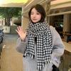 Korean Style Y2K Checkered Scarf Plaid Winter Cashmere Shawl Knitted Houndstooth Scarf  Unisex