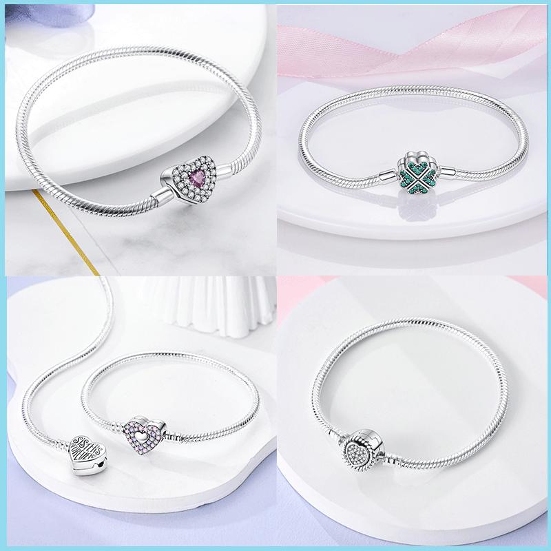 S925 Серебряный для женщин браслет подходит Подвески кулон персиковое сердце Звездная луна браслеты из змеиной кости DIY модные роскошные ювелирные изделия сделать