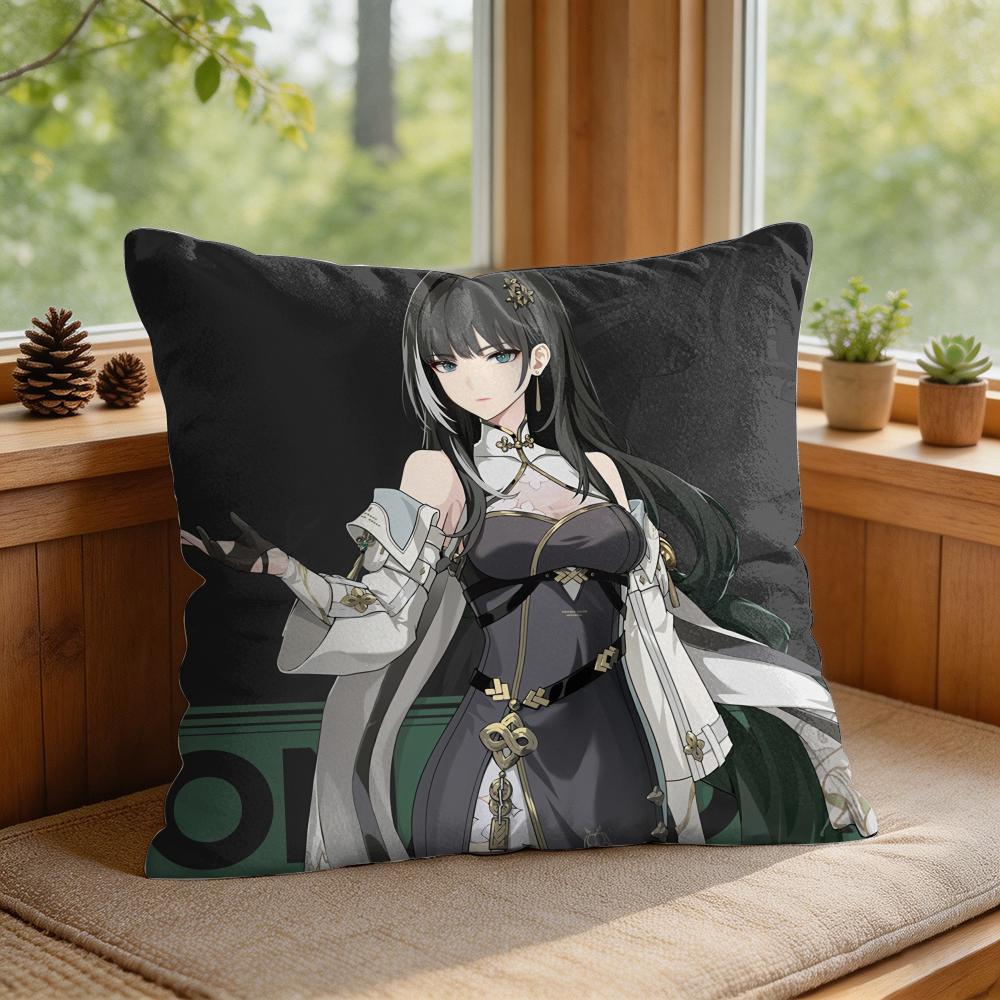 Jianxin Wuthering Waves Cushion Cover Square Short Plush Pillow Case Living Room Sofa Home Decor Funda X