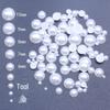 500 Pieces Pure White 2-10mm Flatback Semi-Round Pearl Beads for DIY & Crafts