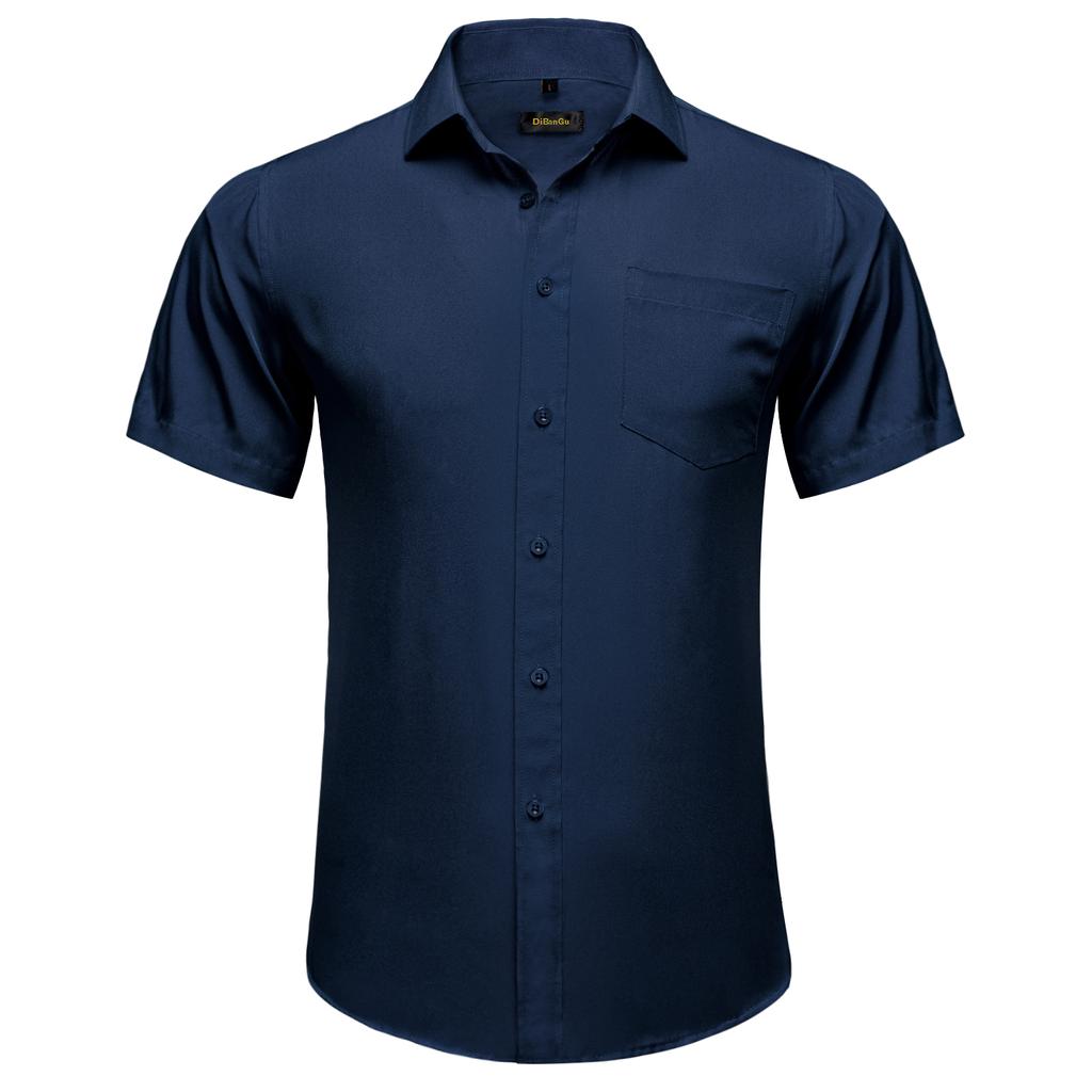 Mens Red Fashion Short Sleeve Dress Shirts Regular Fit Casual Button Down Shirts