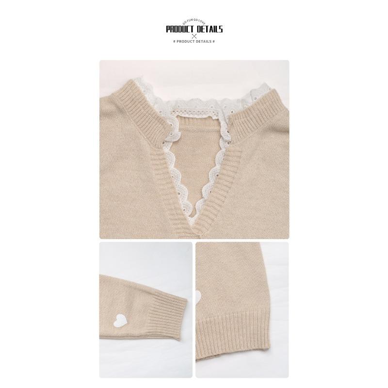 Женская осенне-зимняя новая одежда ко Дню святого Валентина Джемпер Love с V-образным вырезом