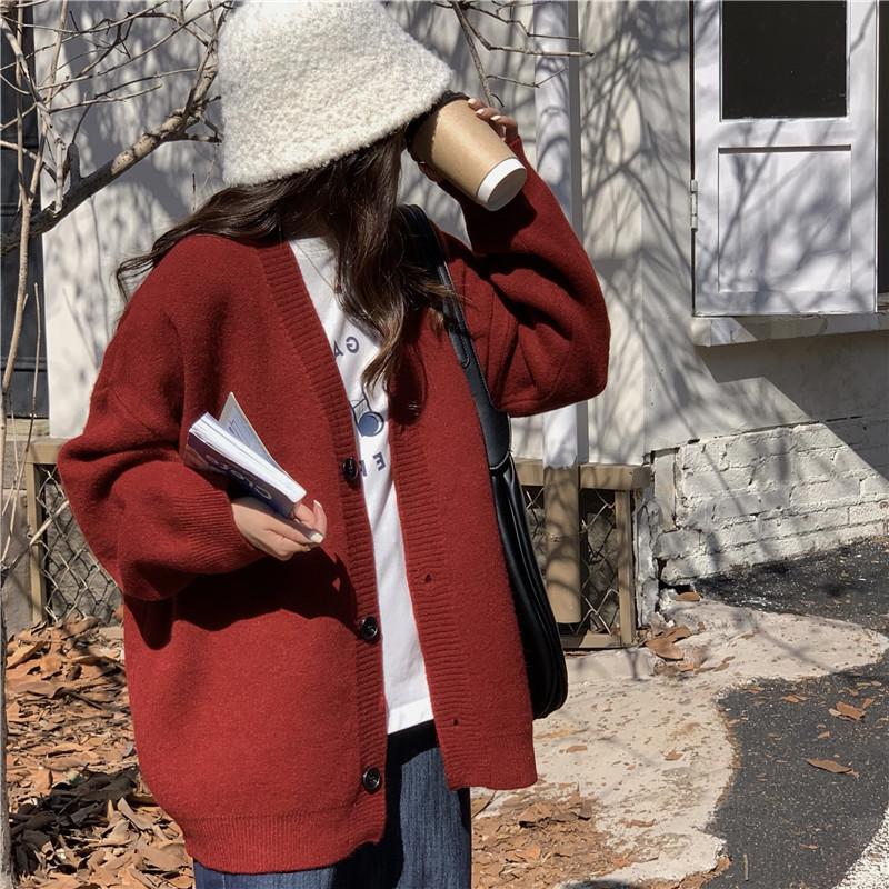 Autumn Women Sweater Knitting Basic Fashion Cardigan Long Sleeve Korea Shirt Loose Casual Show Thin Solid Coat