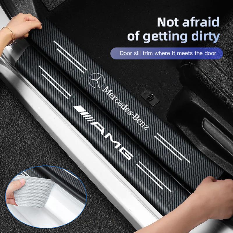 CRG1 1/4/5Pcs Car Door Sill Protector Strip Anti-Scratch Sticker Hubcap For Mercedes Benz AMG GLC GLE CLA GLB GLK W204 W205 W206 W211