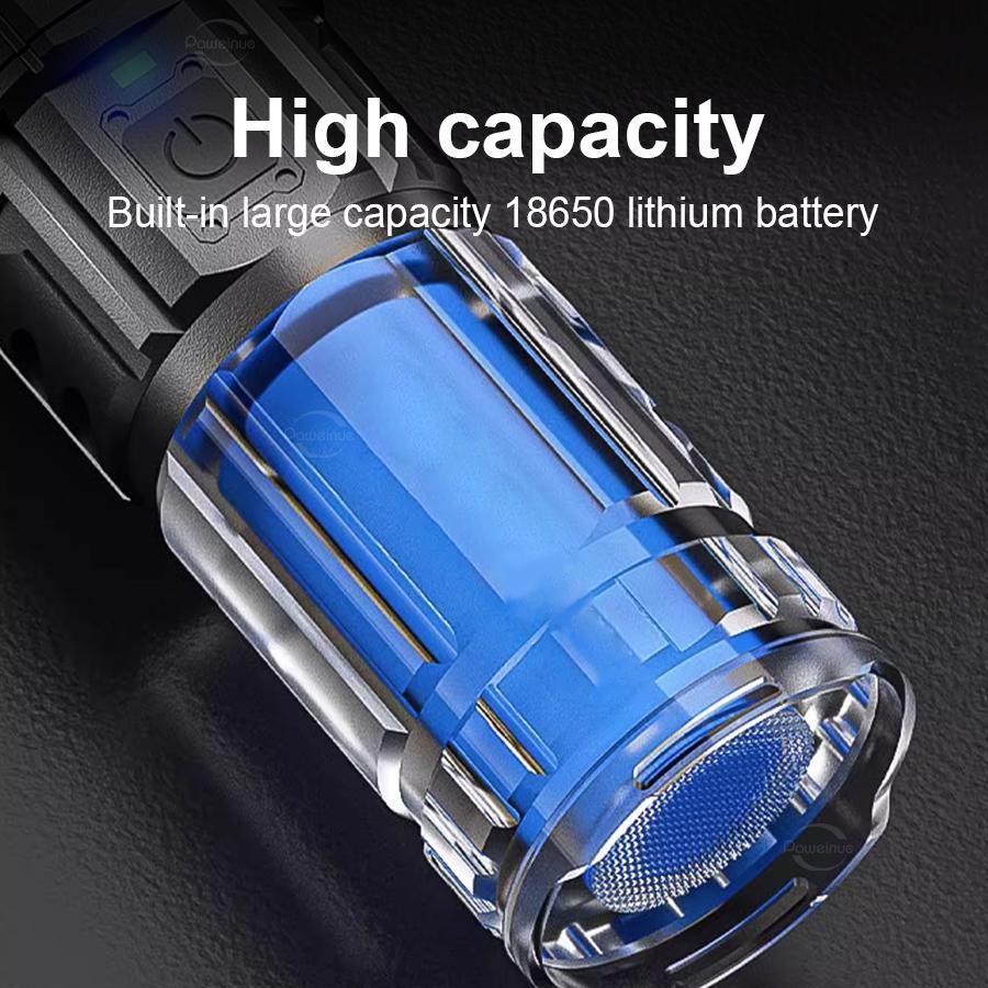 Мощный 300 Вт светодиодный фонарик из алюминиевого сплава, перезаряжаемый фонарик Type-C, подходит для удаленного дома, улицы, аварийного освещения и морозостойкости