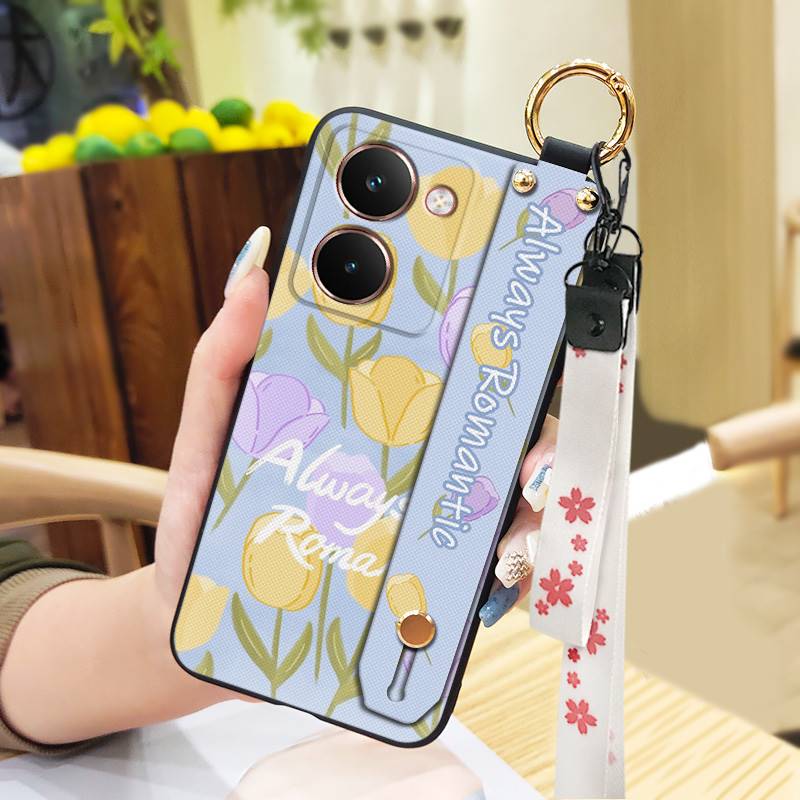 Silicone Back Cover Phone Case For Realme P3 Ultra 5G Protective Oil Painting Soft Case Fashion Design Anti-dust Lanyard