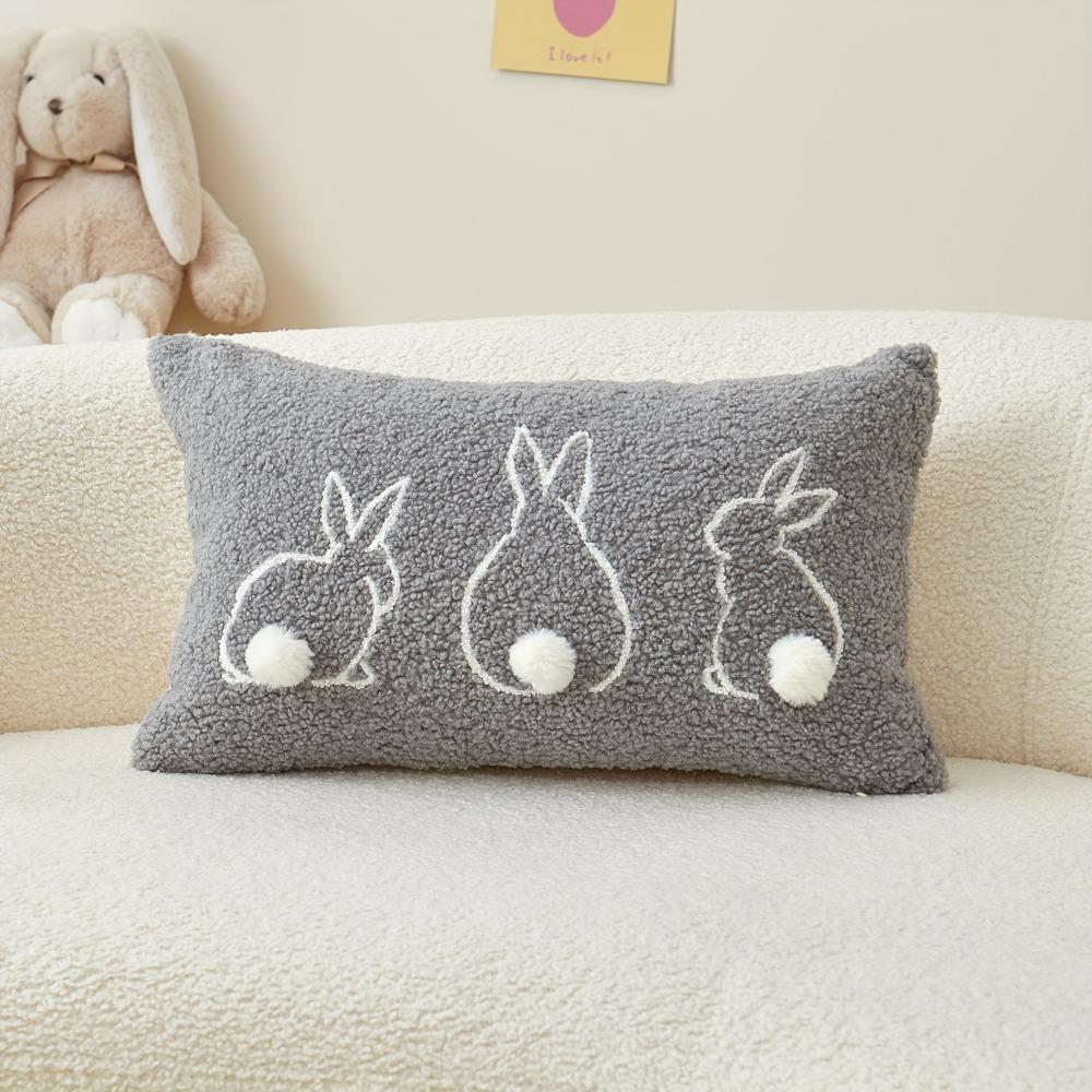 Square/Rectangular Easter Bunny Pillow Cover Plush Pillowslip Cartoon Throw Pillow Cover  Holiday