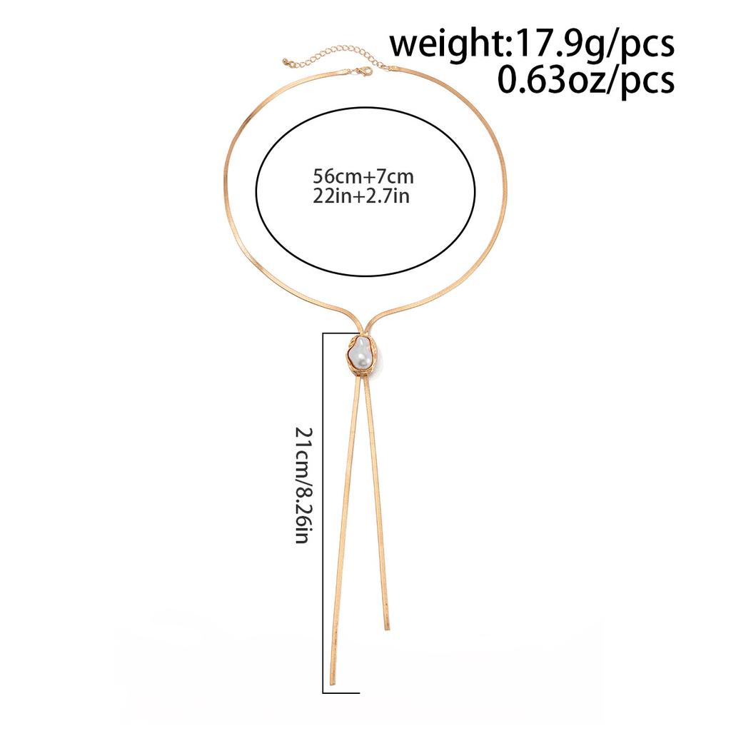New Creative Baroque Pearl Long Necklace Flat Snake Chain Sexy Chest Necklace for Women Trendy Party Luxury Elegent Y2K Jewelry