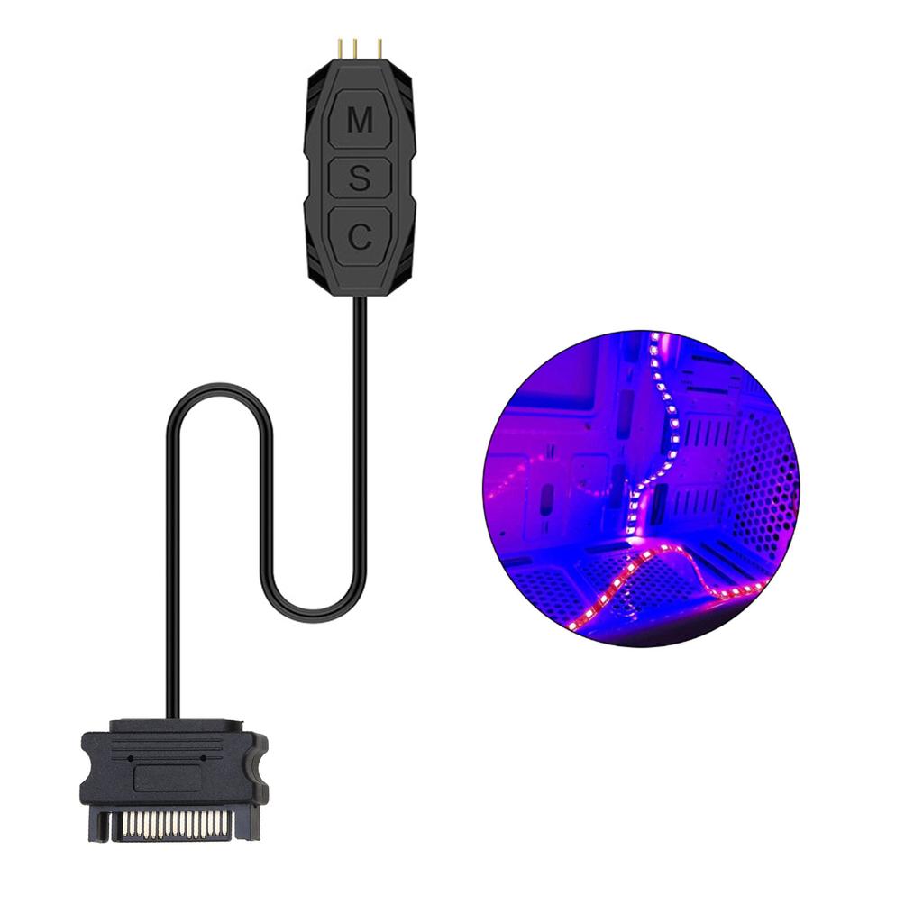 Кабель контроллера RGB для ПК 5 В 12 В ARGB ЦП для корпусного вентилятора Светодиодная лента Лампа Бар Водяное охлаждение Управление AURA Питание Sata/Molex