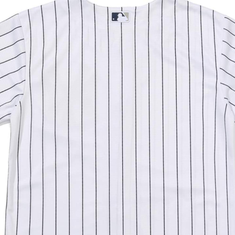 Nike New York Yankees Классический логотип с вышитыми буквами, вертикальными полосками, черная этикетка, V-образный вырез, короткий рукав, рубашка для детей, белая 3Z3B7ZWAB-NYY